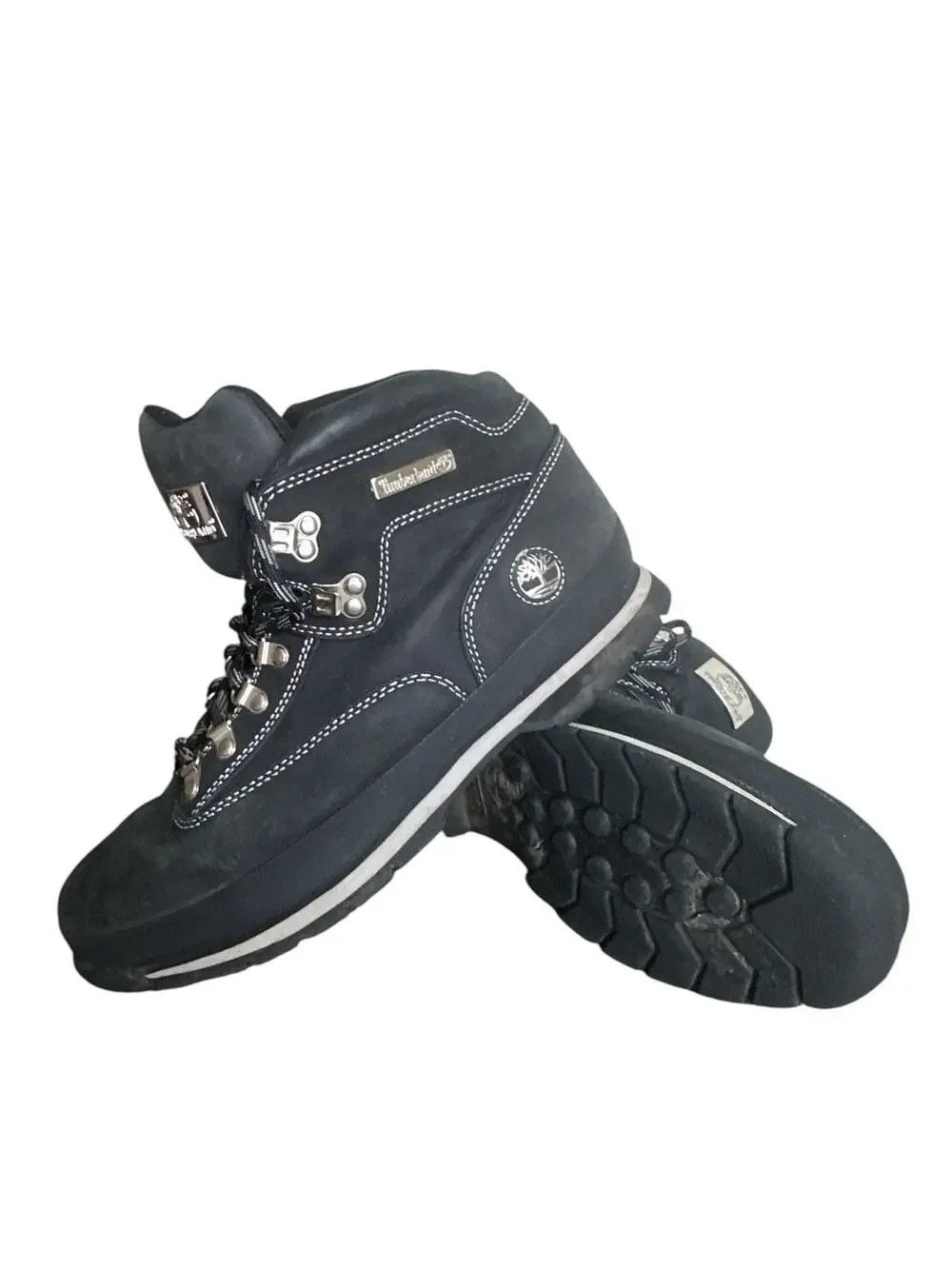 Timberland Euro Hiker Boots Black Nubuck Leather Waterproof Mens Size 12